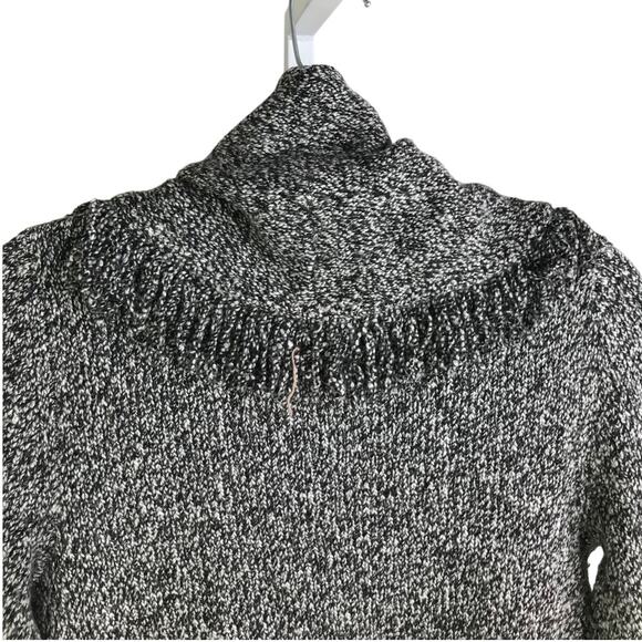 Cache Cardigan Womens Size XS Black / White Weave Fringe Hem Long Sleeve Drapey - Picture 4 of 9